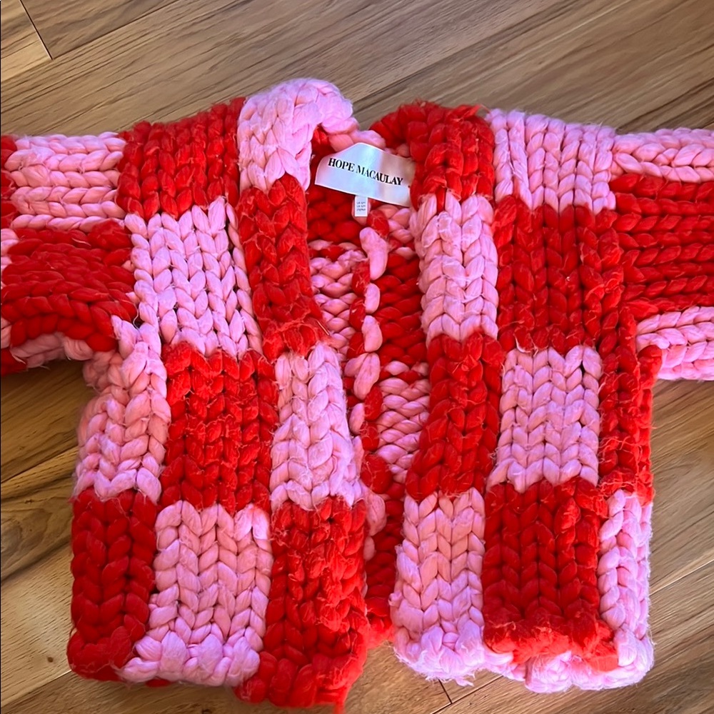 Hope Macaulay Chunky Knit Cardigan - Red and Pink